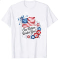 Patriotic American Flag And Flowers Classic T-Shirt One Nation Under God