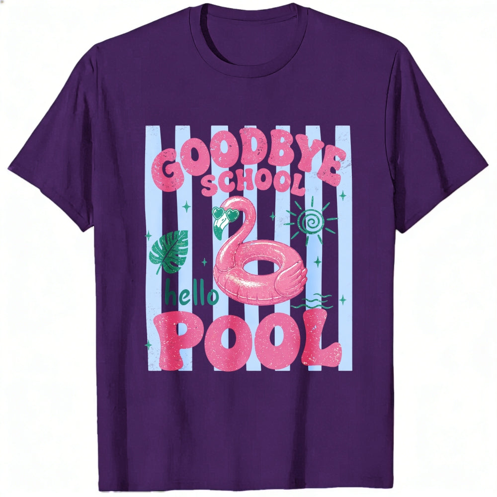 Summer Vibes Goodbye School Hello Pool Flamingo Classic T-Shirt