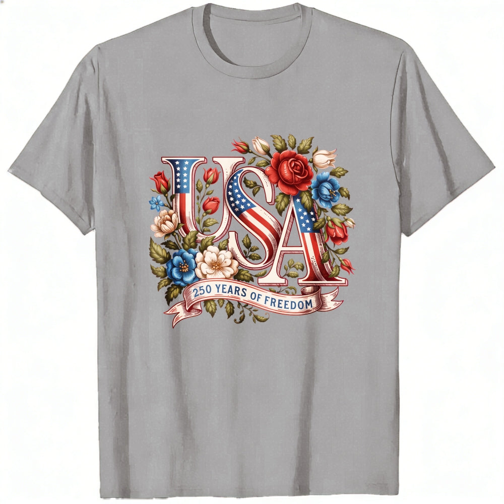 Patriotic Floral Usa 250 Years Of Freedom Classic T-Shirt