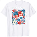 Patriotic Floral Design Classic T-Shirt American Flag And Flowers