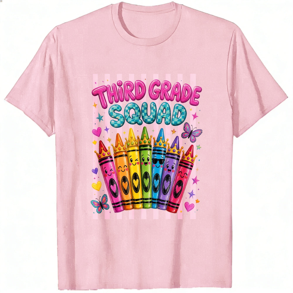 Cute Kawaii Style Classic T-Shirt Third Grade Squad Rainbow Crayons