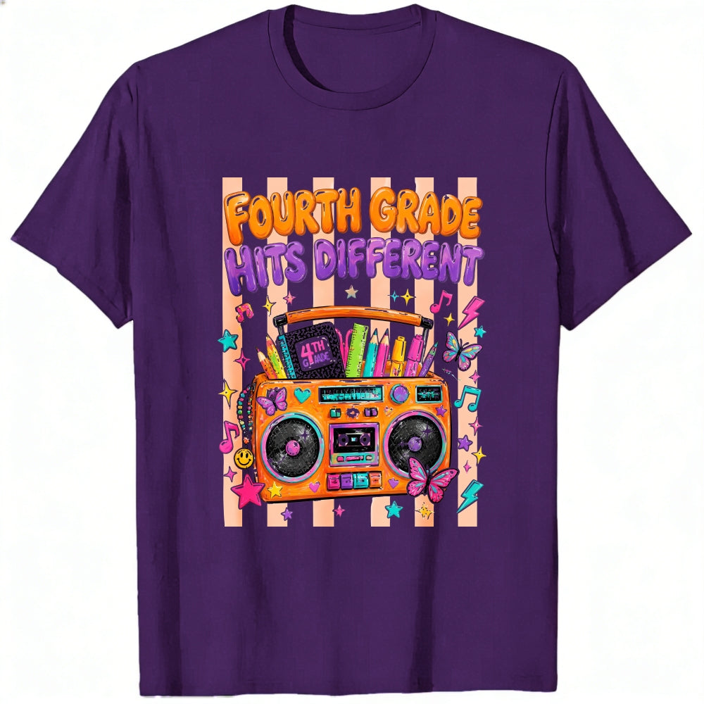 Retro Vintage Style Classic T-Shirt Fourth Grade Hits Different Boombox Design