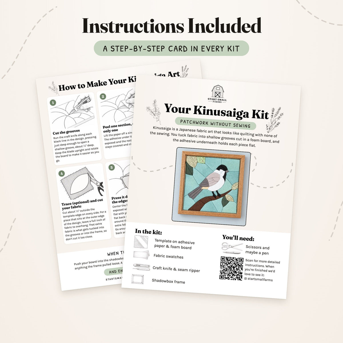 Kinusaiga Craft Kit: Chickadee, 8" × 8"