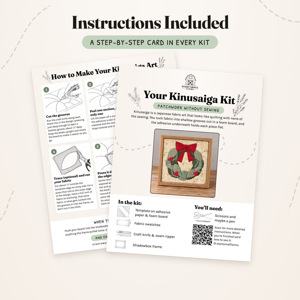 Kinusaiga Craft Kit: Holiday Wreath, 8" × 8"