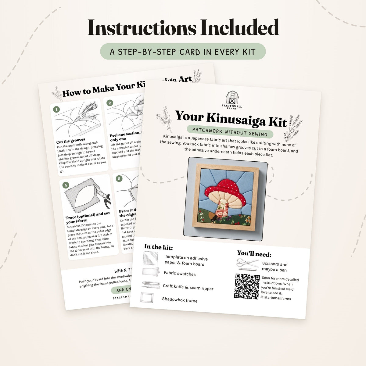 Kinusaiga Craft Kit: Mushroom, 8" × 8"