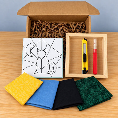 Kinusaiga Craft Kit: Black Cat, 5" × 5"