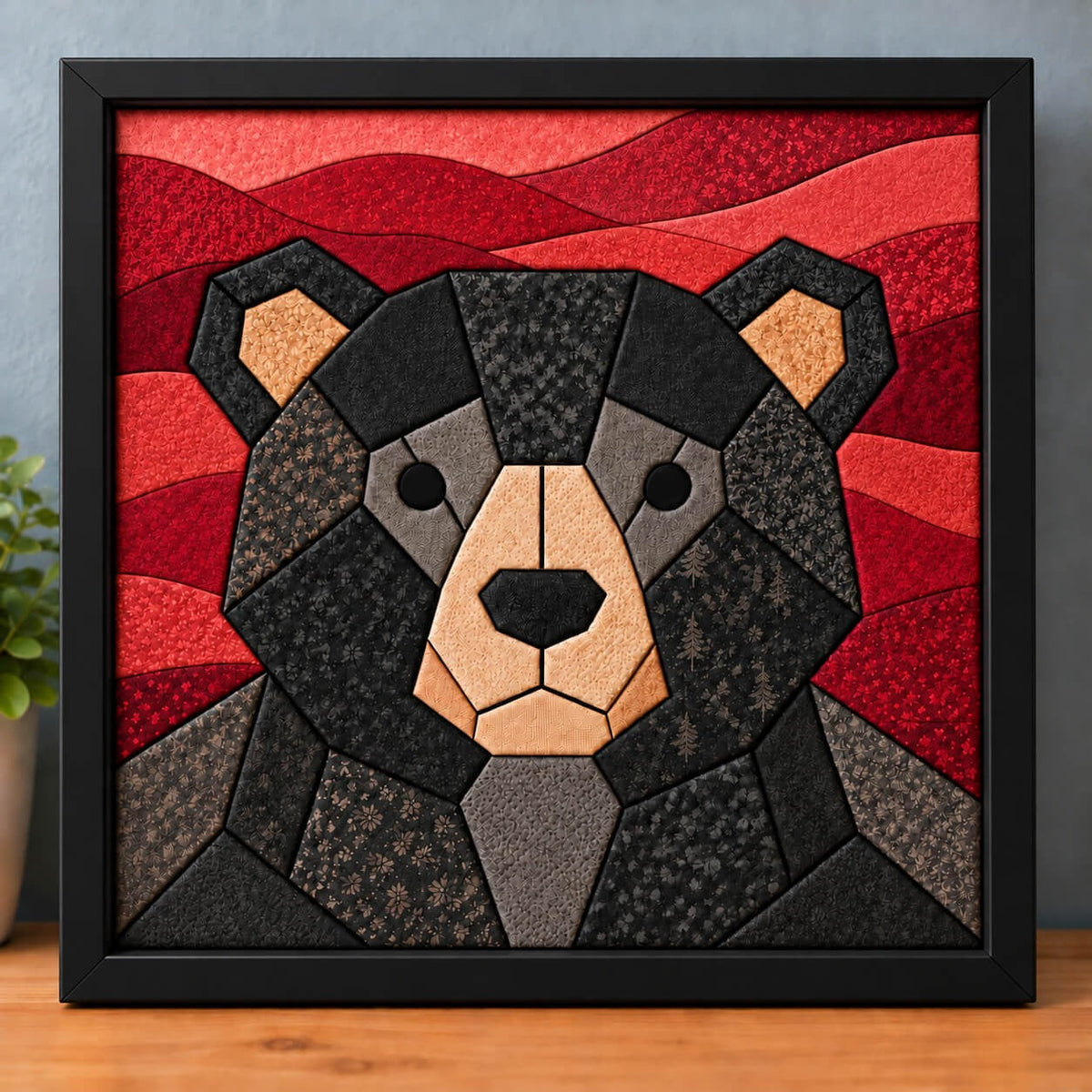 Kinusaiga Craft Kit: Chunky Black Bear, 8" × 8"