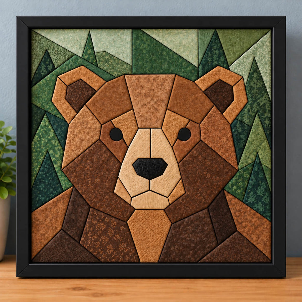 Kinusaiga Craft Kit: Chunky Brown Bear, 8" × 8"