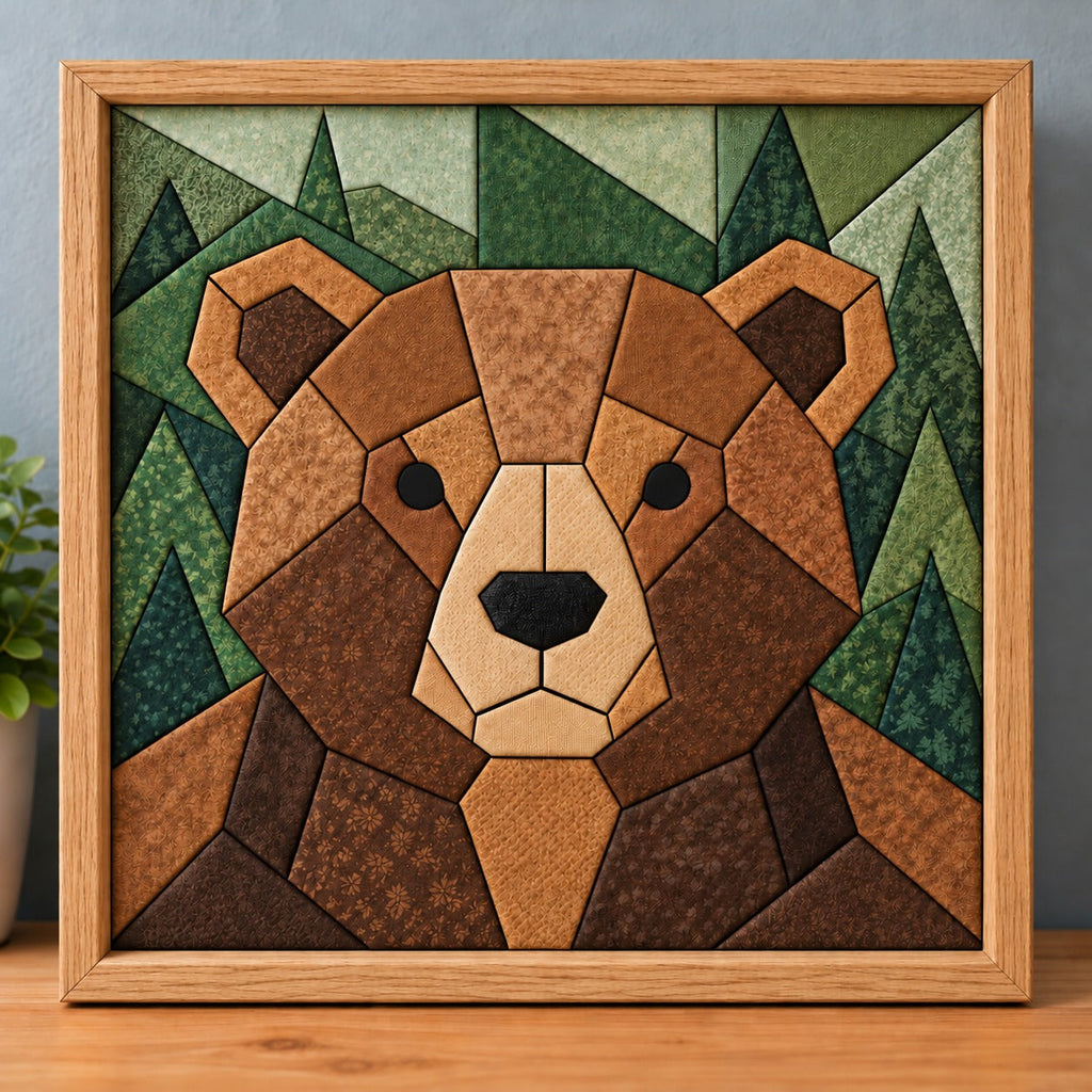 Kinusaiga Craft Kit: Chunky Brown Bear, 8" × 8"