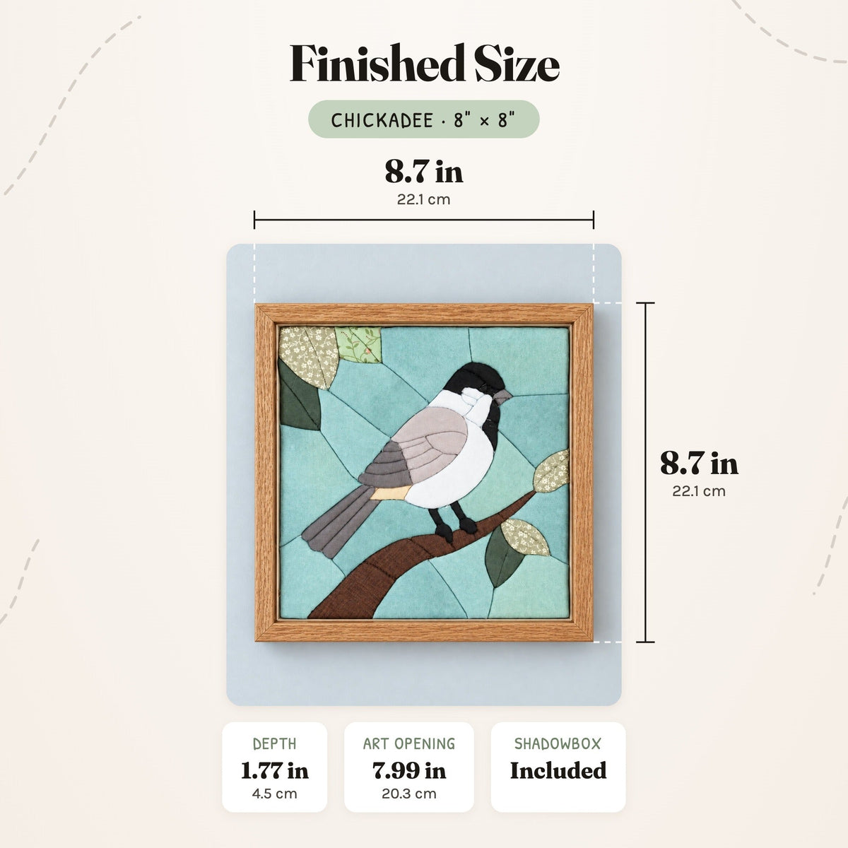Kinusaiga Craft Kit: Chickadee, 8" × 8"