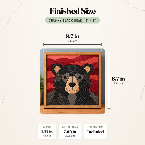 Kinusaiga Craft Kit: Chunky Black Bear, 8" × 8"