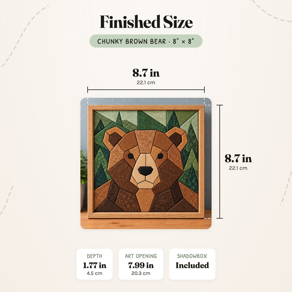 Kinusaiga Craft Kit: Chunky Brown Bear, 8" × 8"