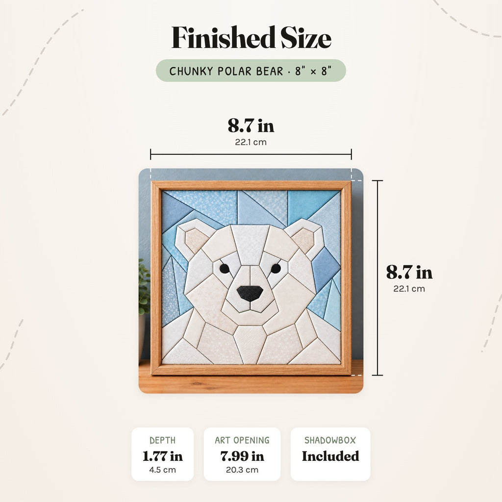 Kinusaiga Craft Kit: Chunky Polar Bear, 8" × 8"