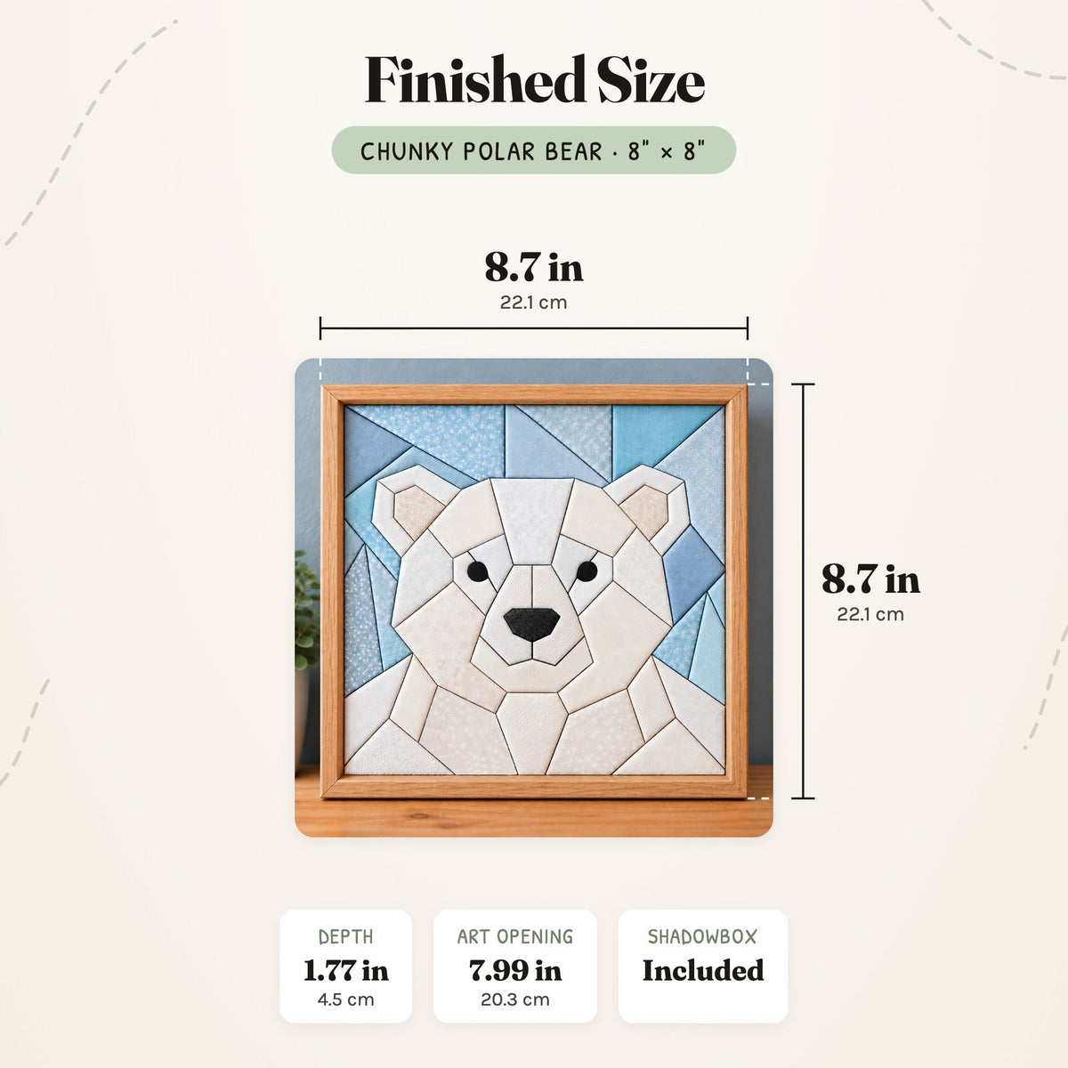 Kinusaiga Craft Kit: Chunky Polar Bear, 8" × 8"