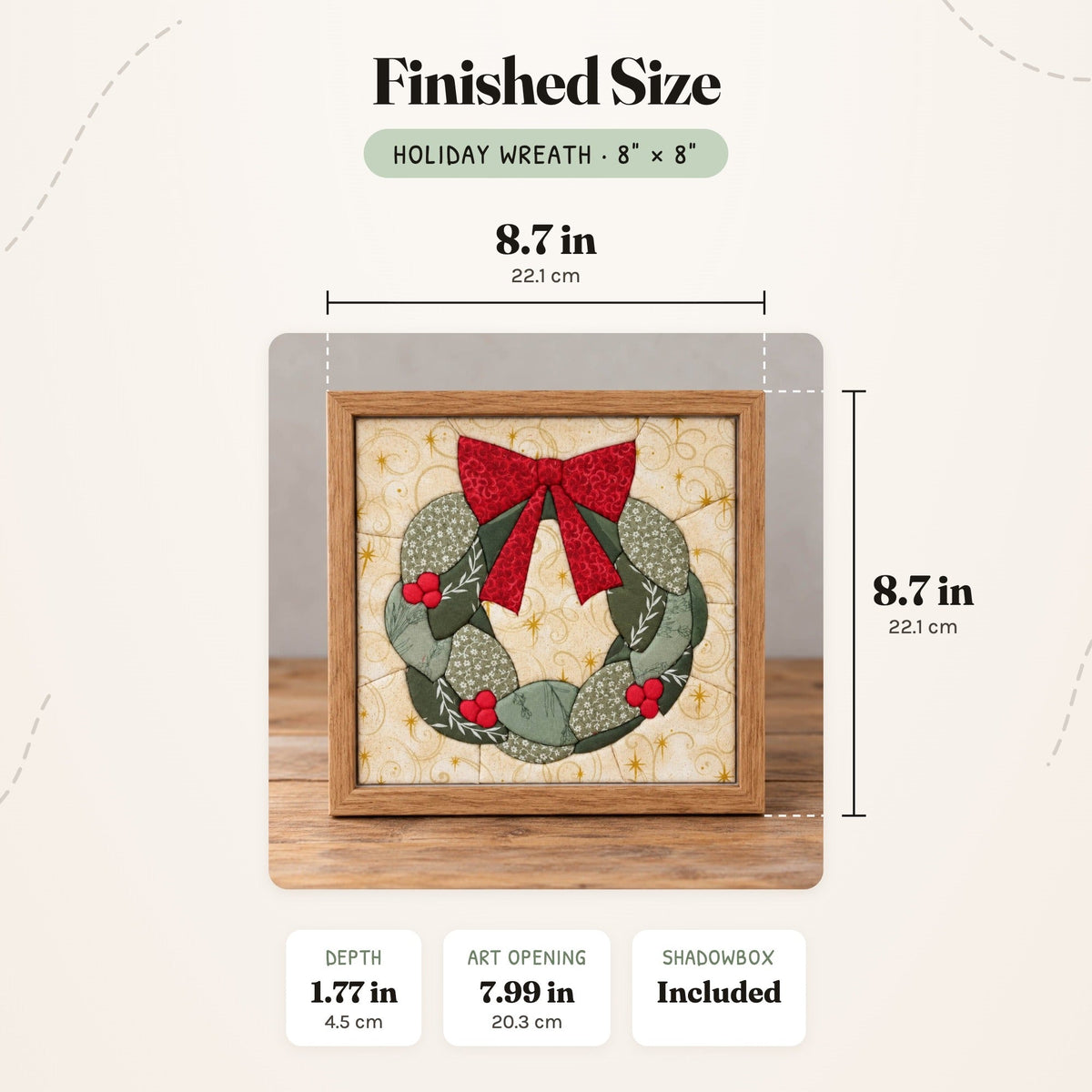 Kinusaiga Craft Kit: Holiday Wreath, 8" × 8"