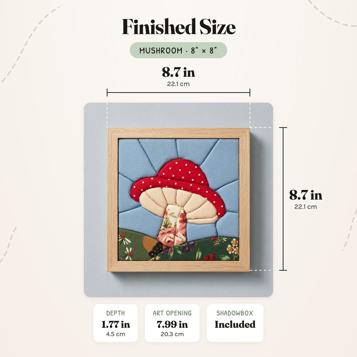 Kinusaiga Craft Kit: Mushroom, 8" × 8"