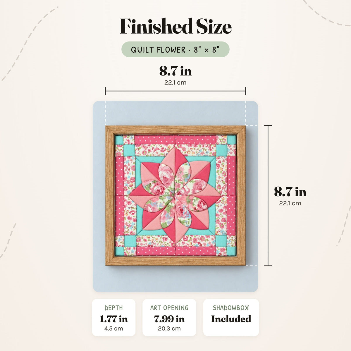 Kinusaiga Craft Kit: Quilt Flower, 8" × 8"