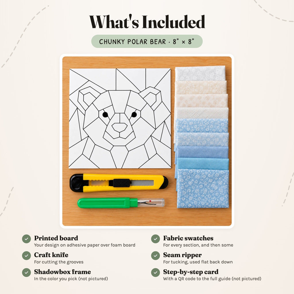 Kinusaiga Craft Kit: Chunky Polar Bear, 8" × 8"
