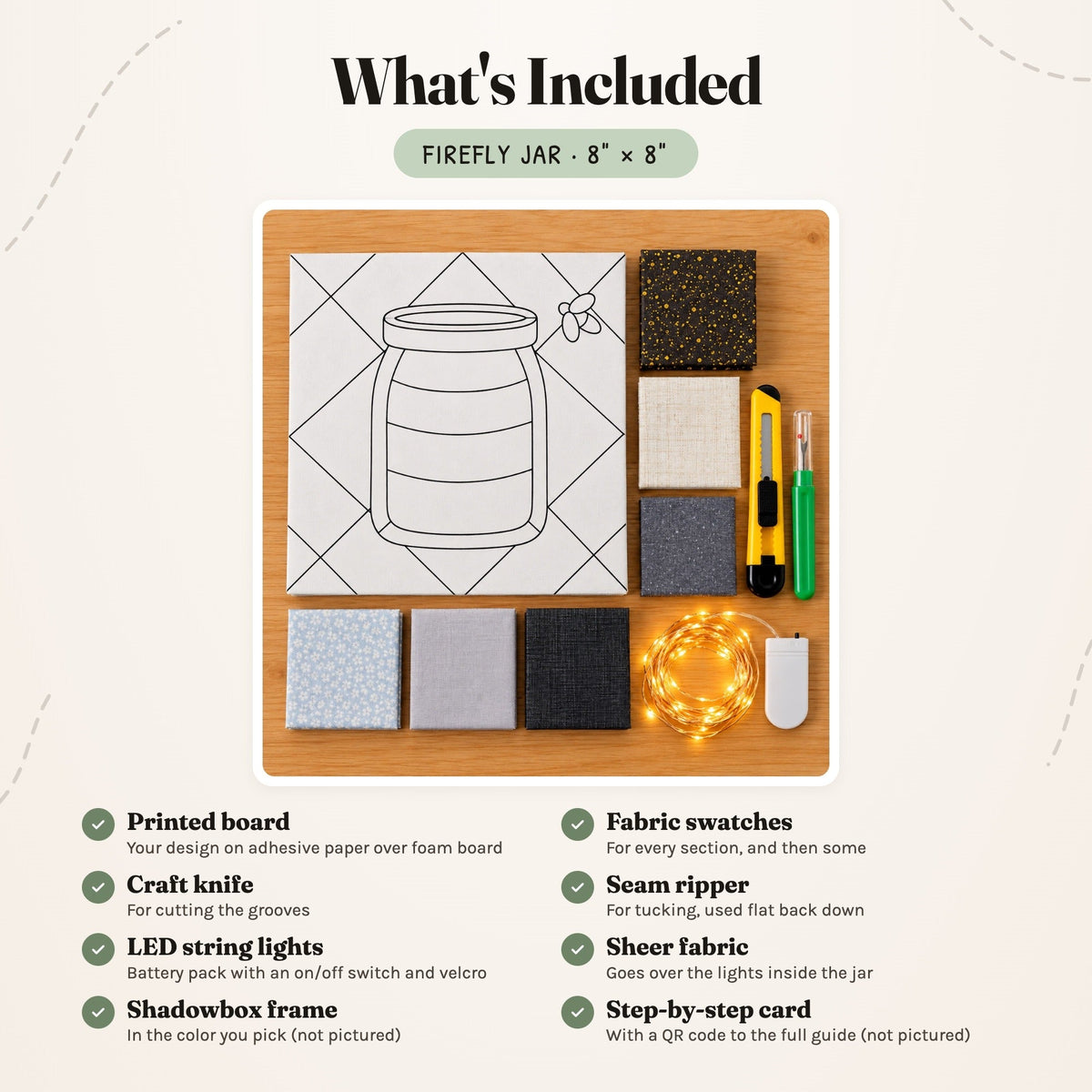 Kinusaiga Craft Kit: Firefly Jar, 8" × 8"