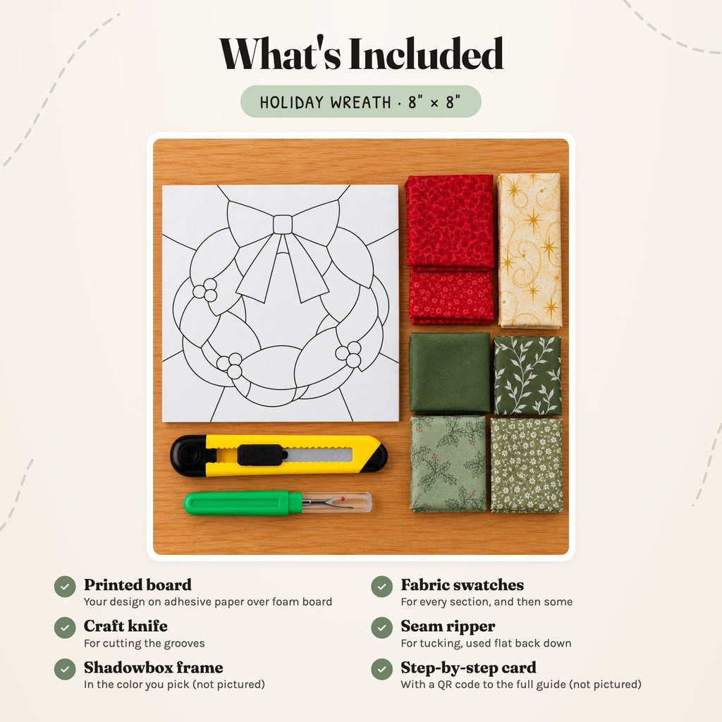 Kinusaiga Craft Kit: Holiday Wreath, 8" × 8"