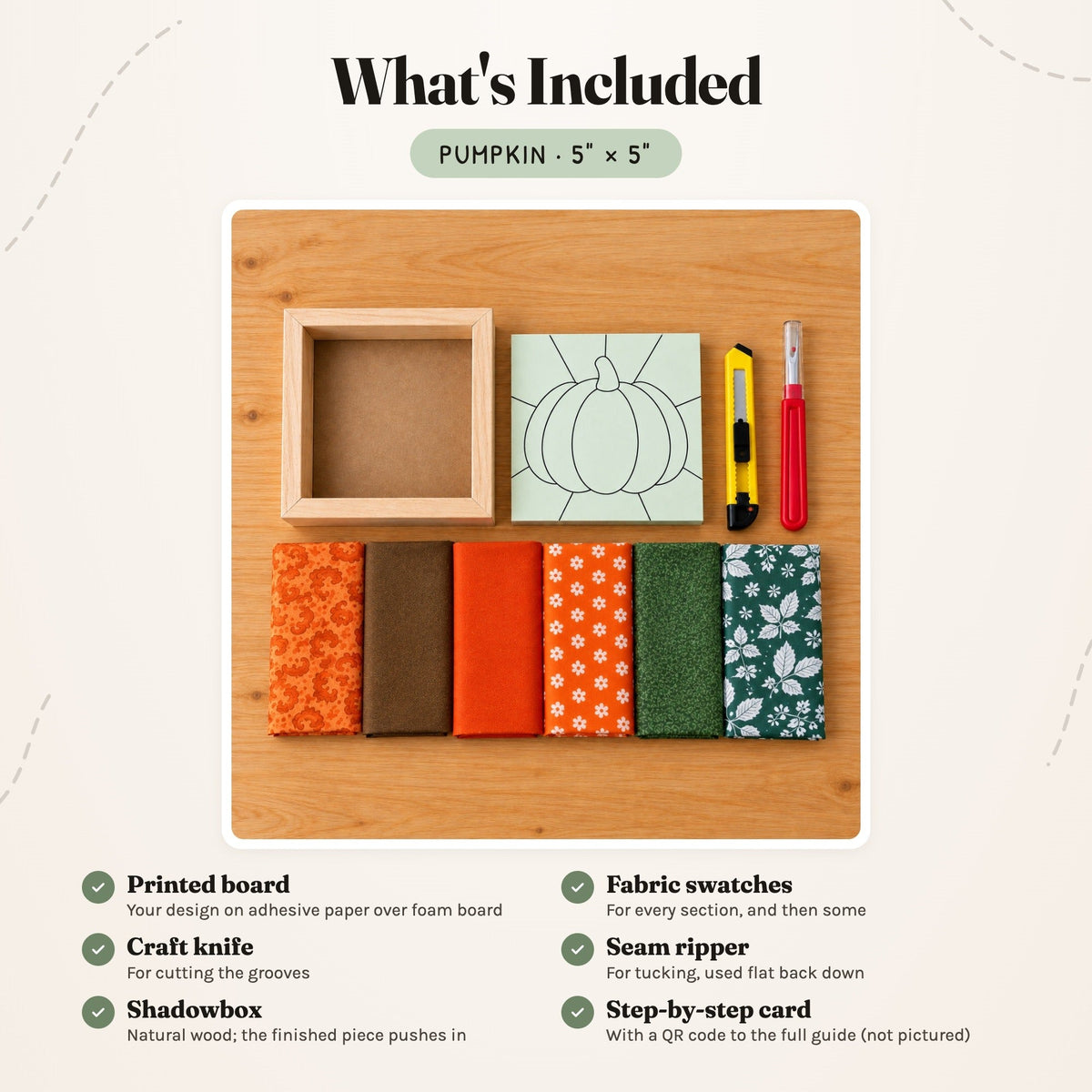 Kinusaiga Craft Kit: Pumpkin, 5" × 5"
