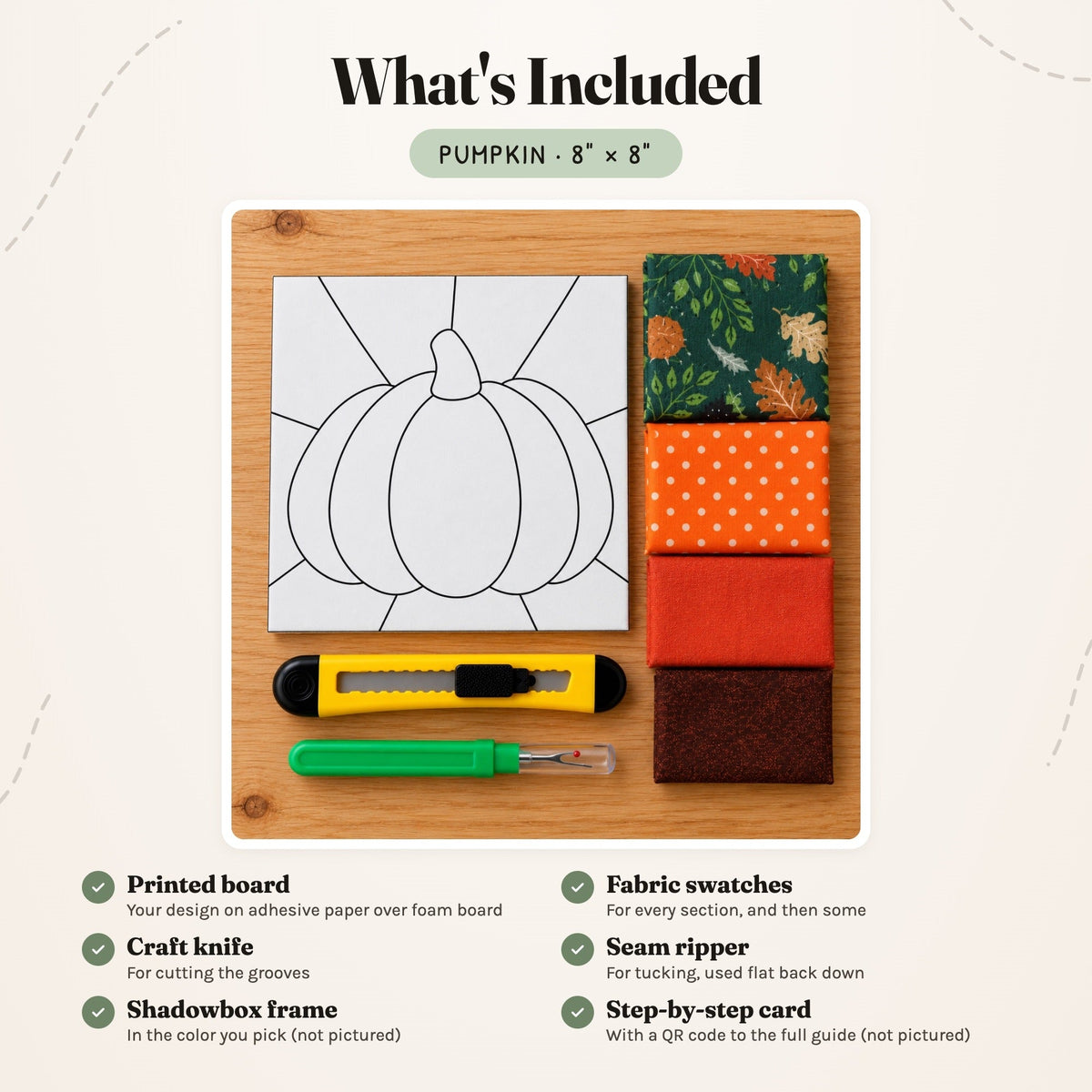 Kinusaiga Craft Kit: Pumpkin, 8" × 8"