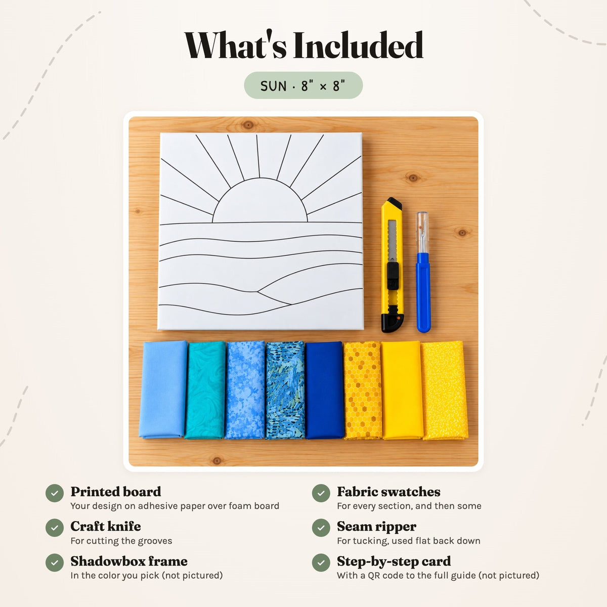 Kinusaiga Craft Kit: Sun, 8" × 8"