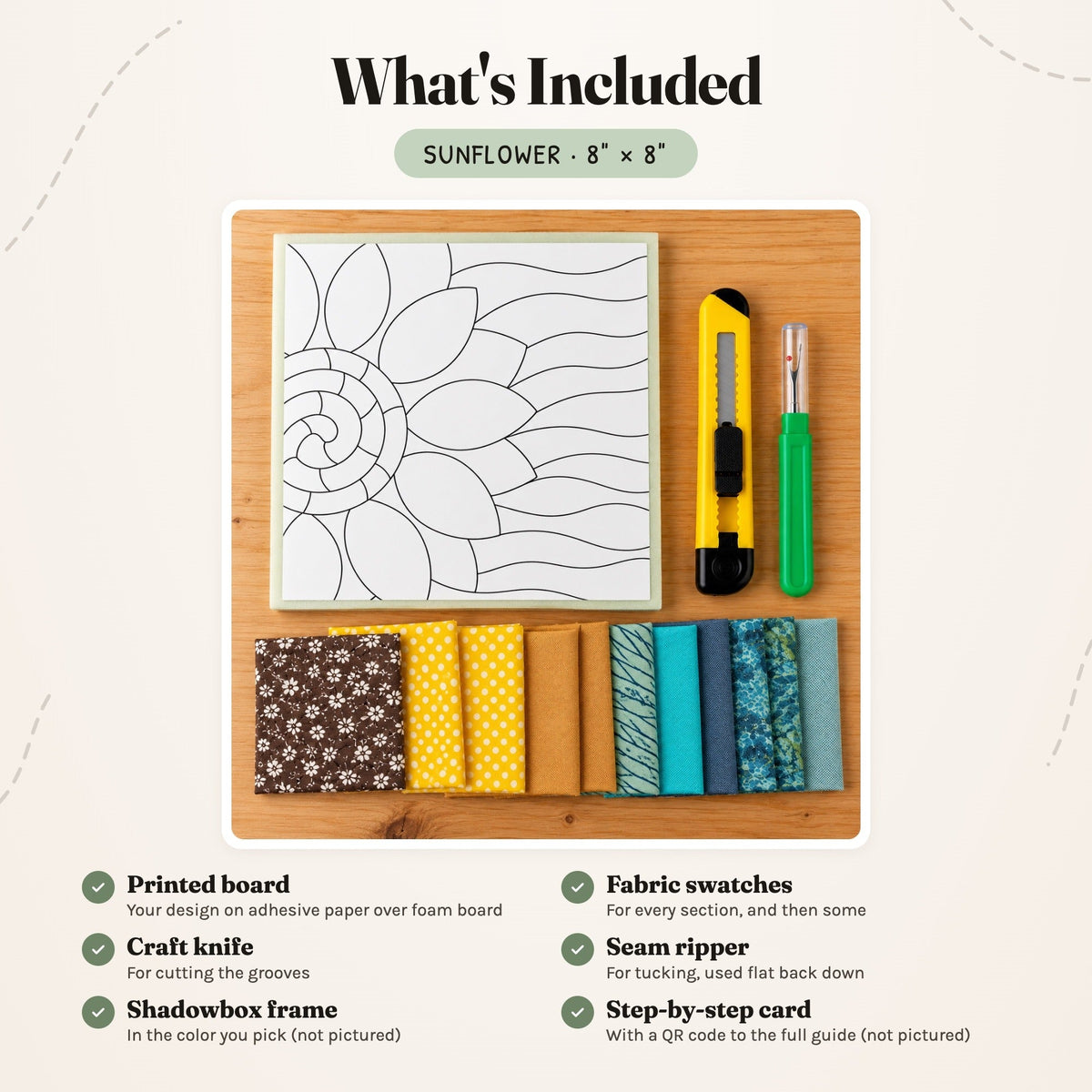 Kinusaiga Craft Kit: Sunflower, 8" × 8"